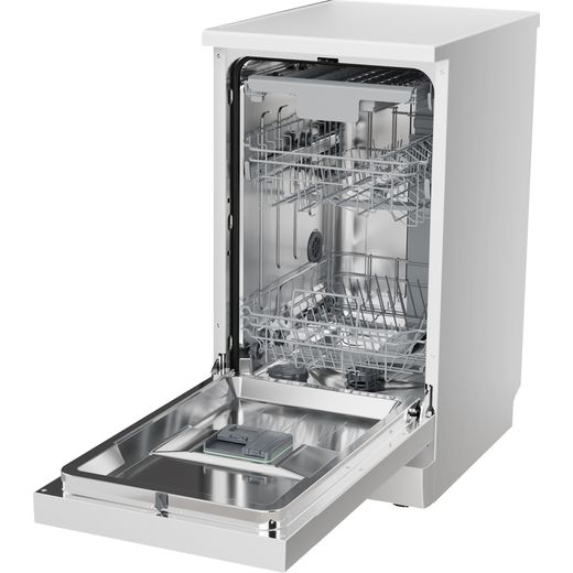 Hisense Slimline Dishwasher - White - left perspective door open
